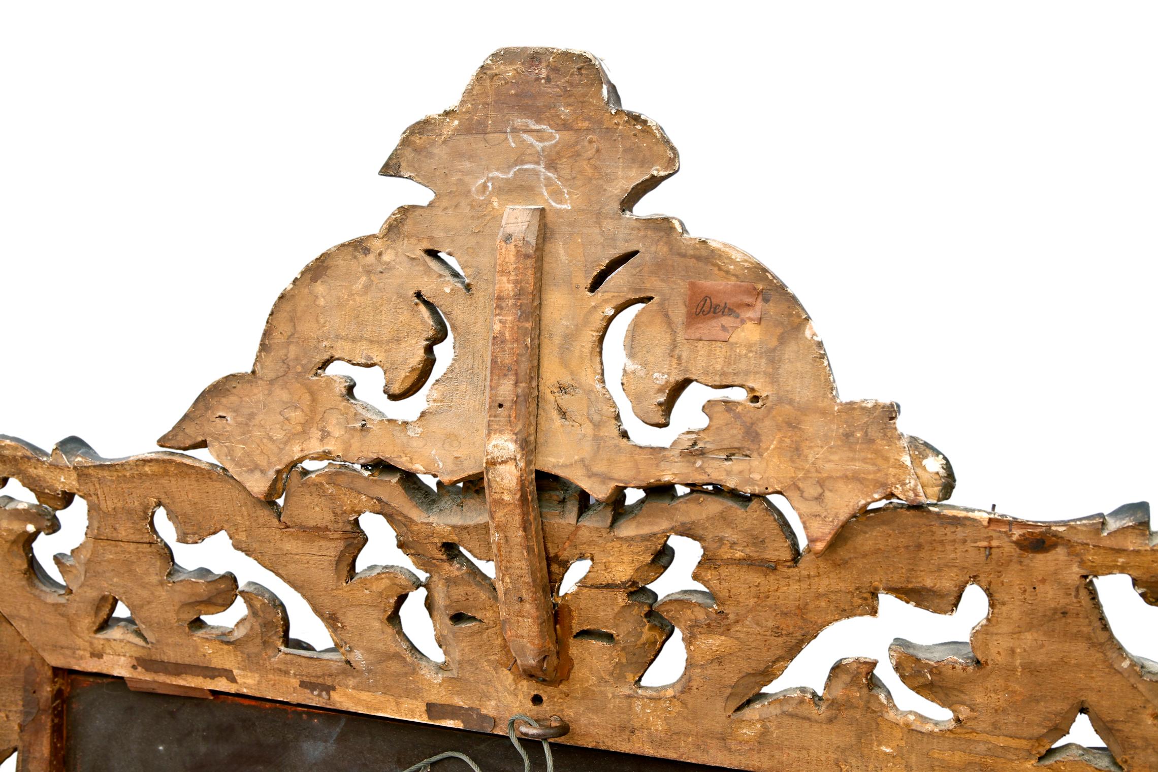 18th Century Antique Spanish Hand Carved Gilt Mirror