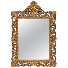 Miroir espagnol ancien sculpté et doré à la main