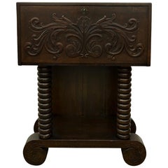 Antique Spanish Hand Carved Walnut Secretary