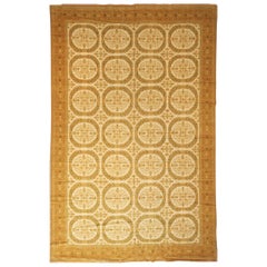 Antique Spanish Hand Knotted Traditional Beige Yellow Wool Rug by Rug & Kilim