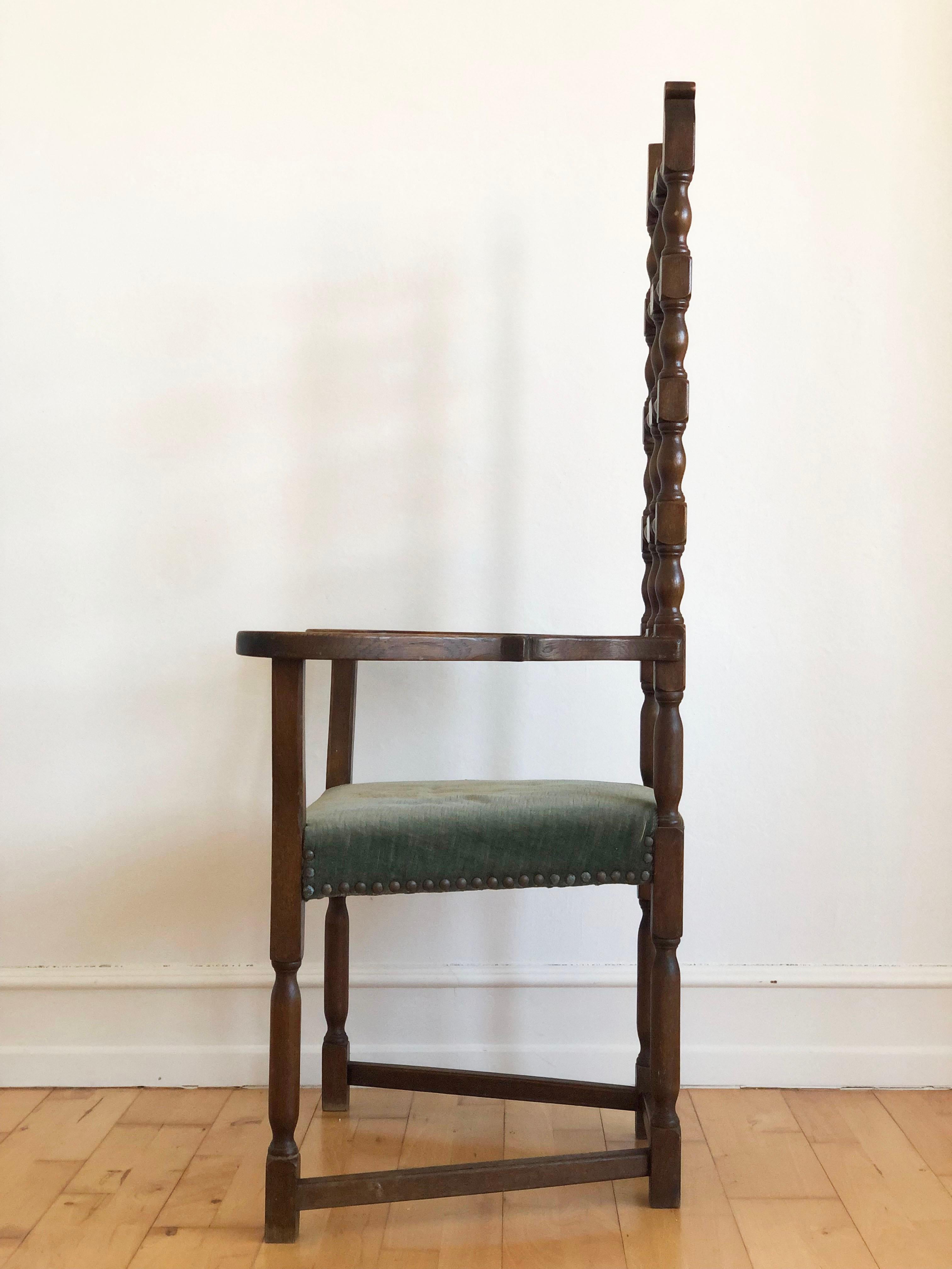 Antiguo Sillón Español de Respaldo Alto Principios del Siglo XIX en Bueno estado para la venta en Sakskøbing, DK