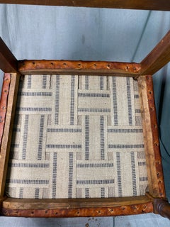 Pair of Antique Spanish Leather Side Chairs with Big Nialhead Detail