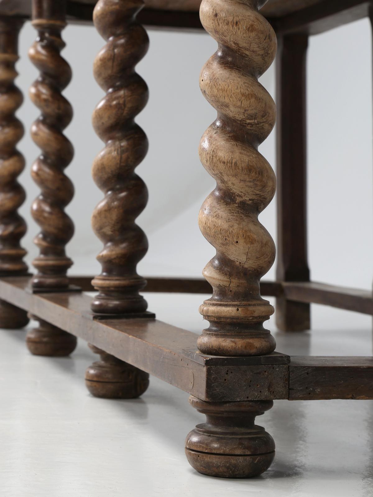 Antique Spanish Leather Trunk and a Barley Twist Stand, circa 1600s 12