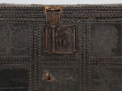 Antique Spanish Leather Trunk and a Barley Twist Stand, circa 1600s