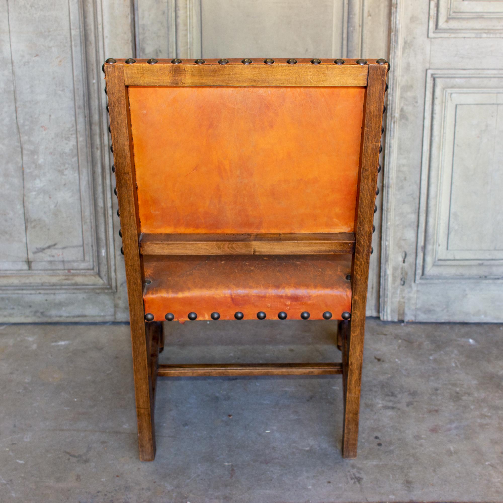 vintage wood and leather chair