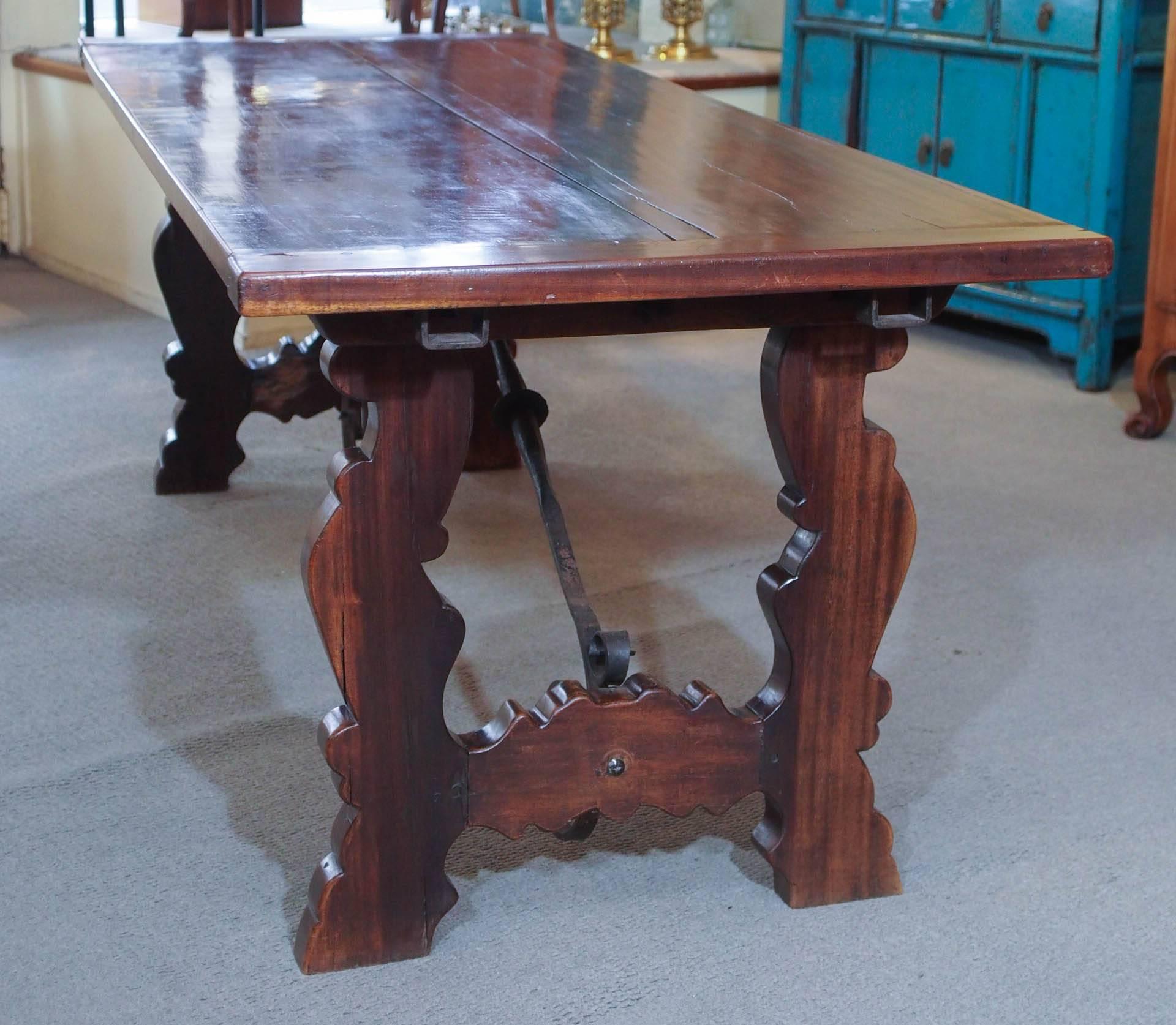 19th Century Antique Spanish Mahogany Trestle Table