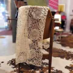 Antique Spanish Mantilla in White Floral lace.