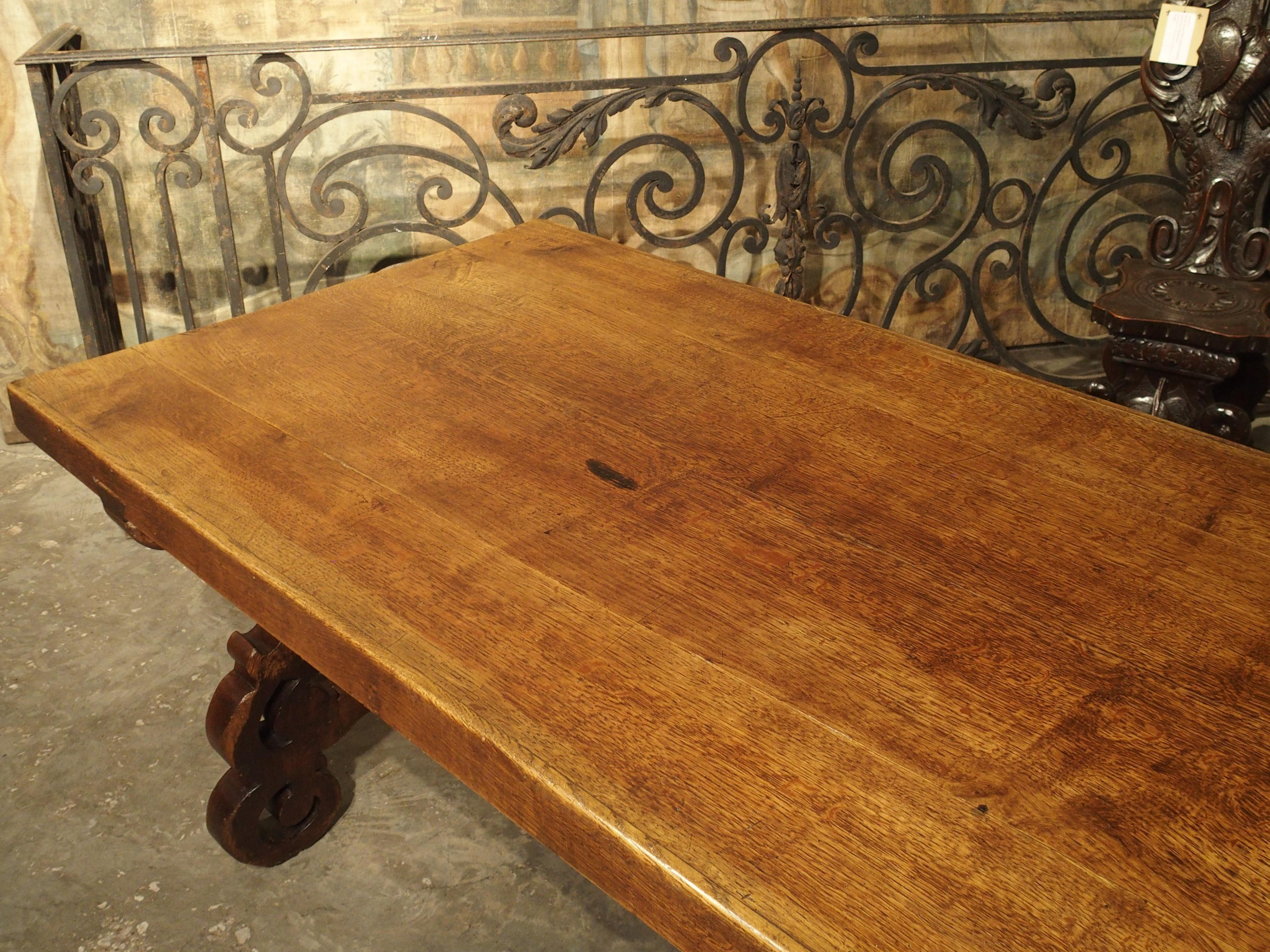 Antique Spanish Oak Table with Wrought Iron Stretcher 6
