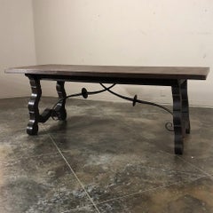 Antique Spanish Oak and Wrought Iron Dining Table
