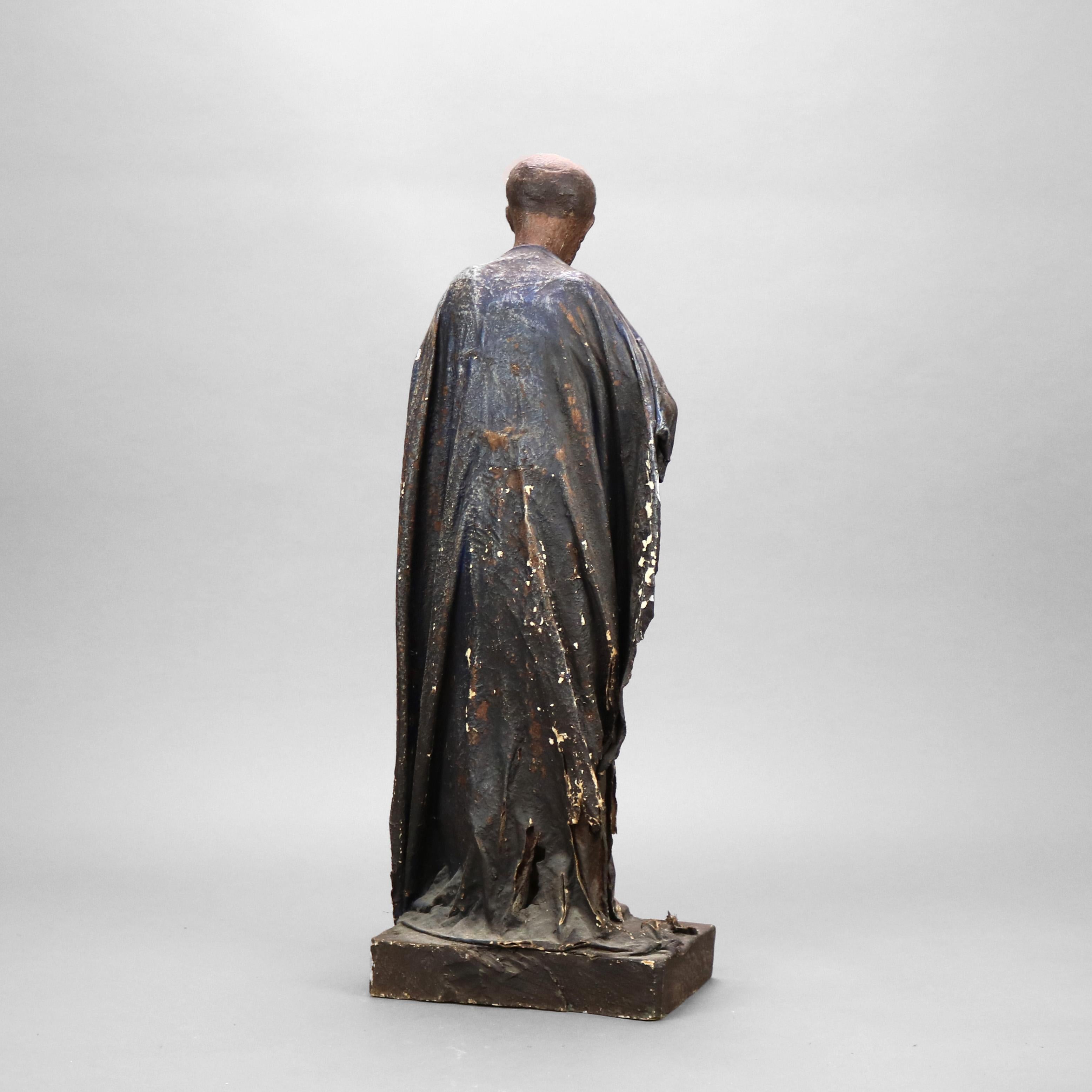 Antique Spanish or Italian Wood & Paper Mache Santos Figure, St. Anthony, 19th C 9
