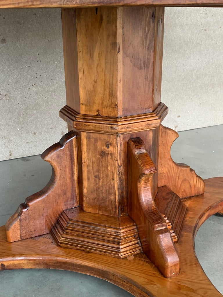 Antique Spanish Pedestal Figural Carved Dining Table at 1stDibs