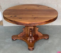 Antique Spanish Pedestal Figural Carved Dining Table