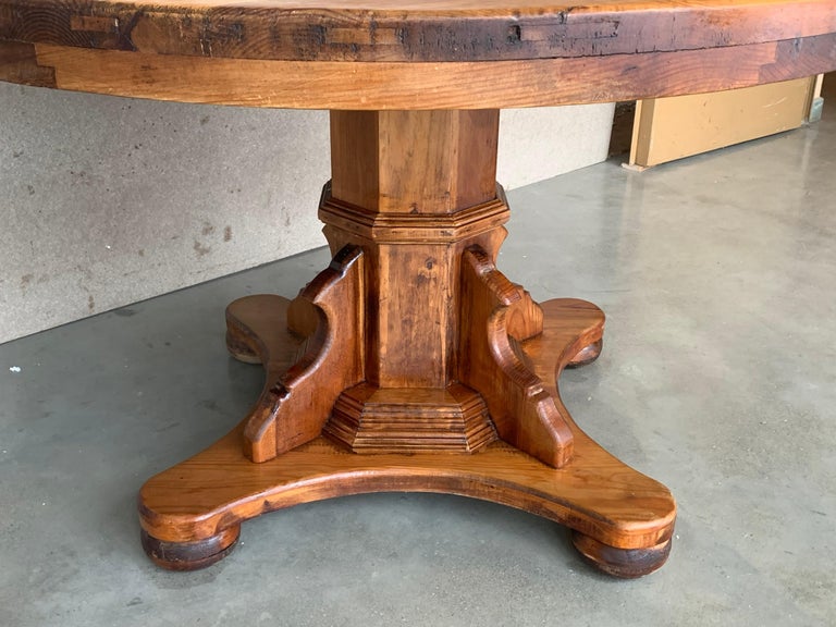 Antique Spanish Pedestal Figural Carved Dining Table at 1stDibs