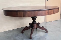 Antique Spanish Pedestal Figural Carved Round Dining Table