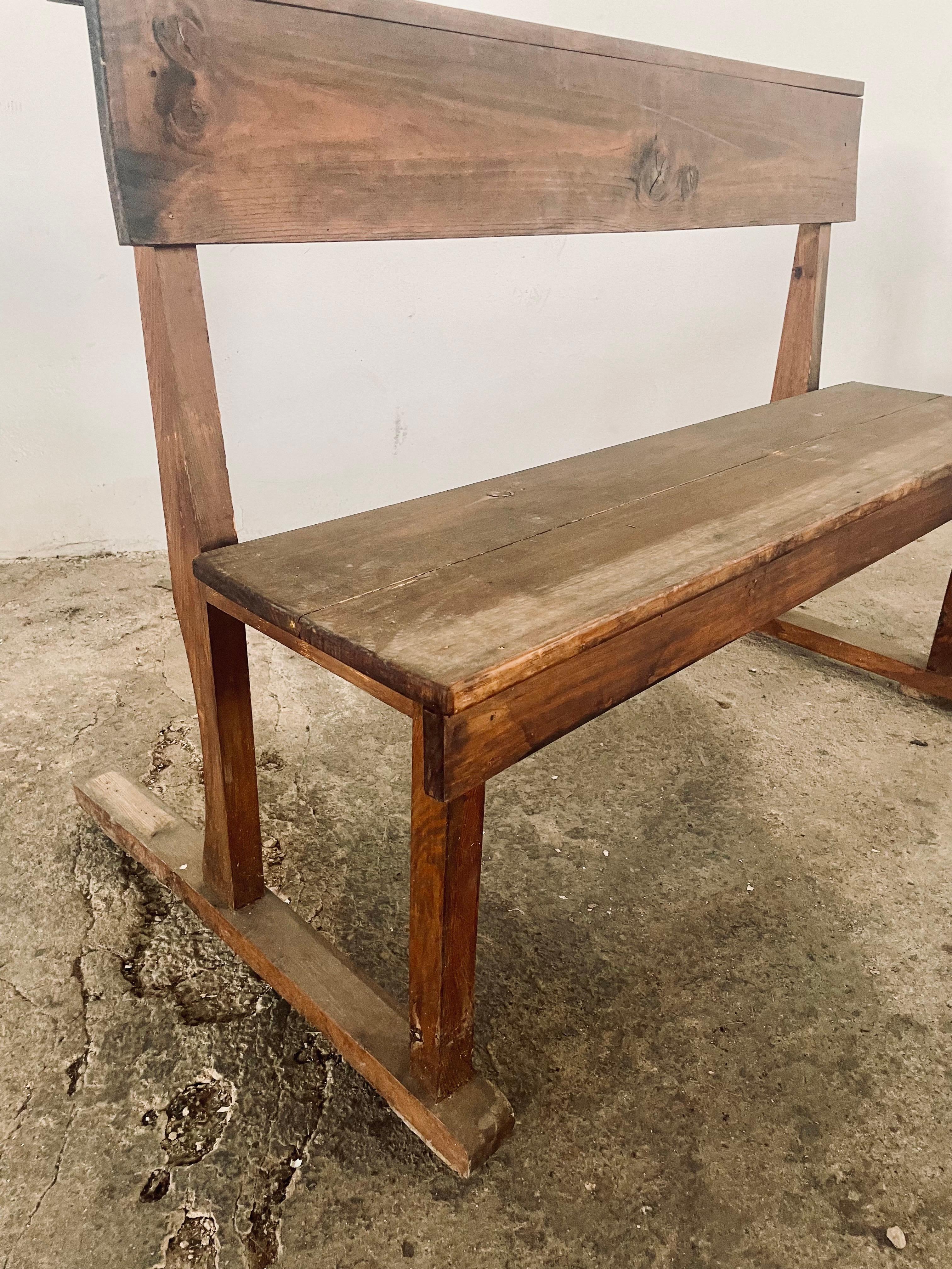 Antique Spanish Pine Church Pew, 1940s For Sale 6