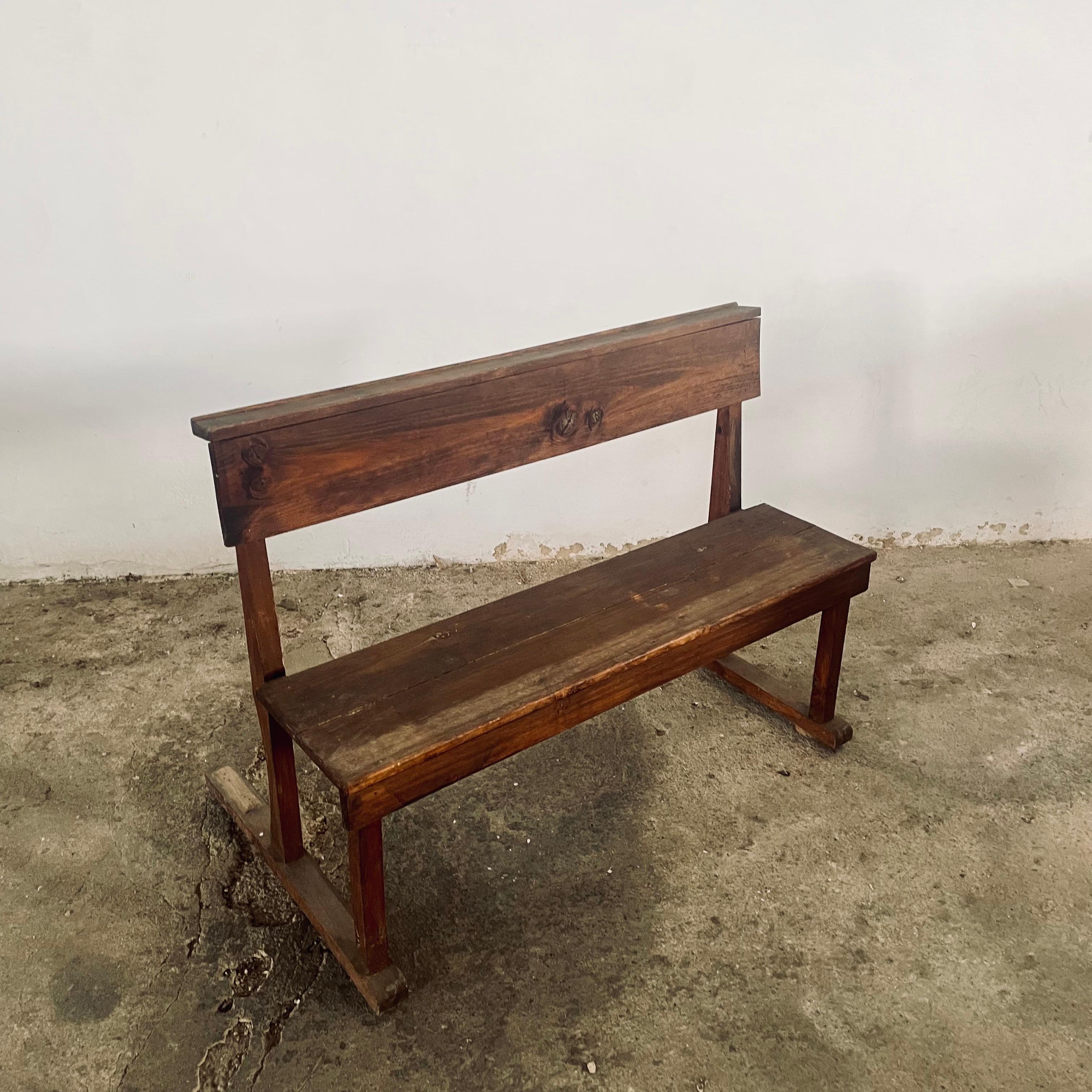 Antique Spanish Pine Church Pew, 1940s For Sale 7