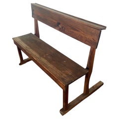 Antique Spanish Pine Church Pew, 1940s