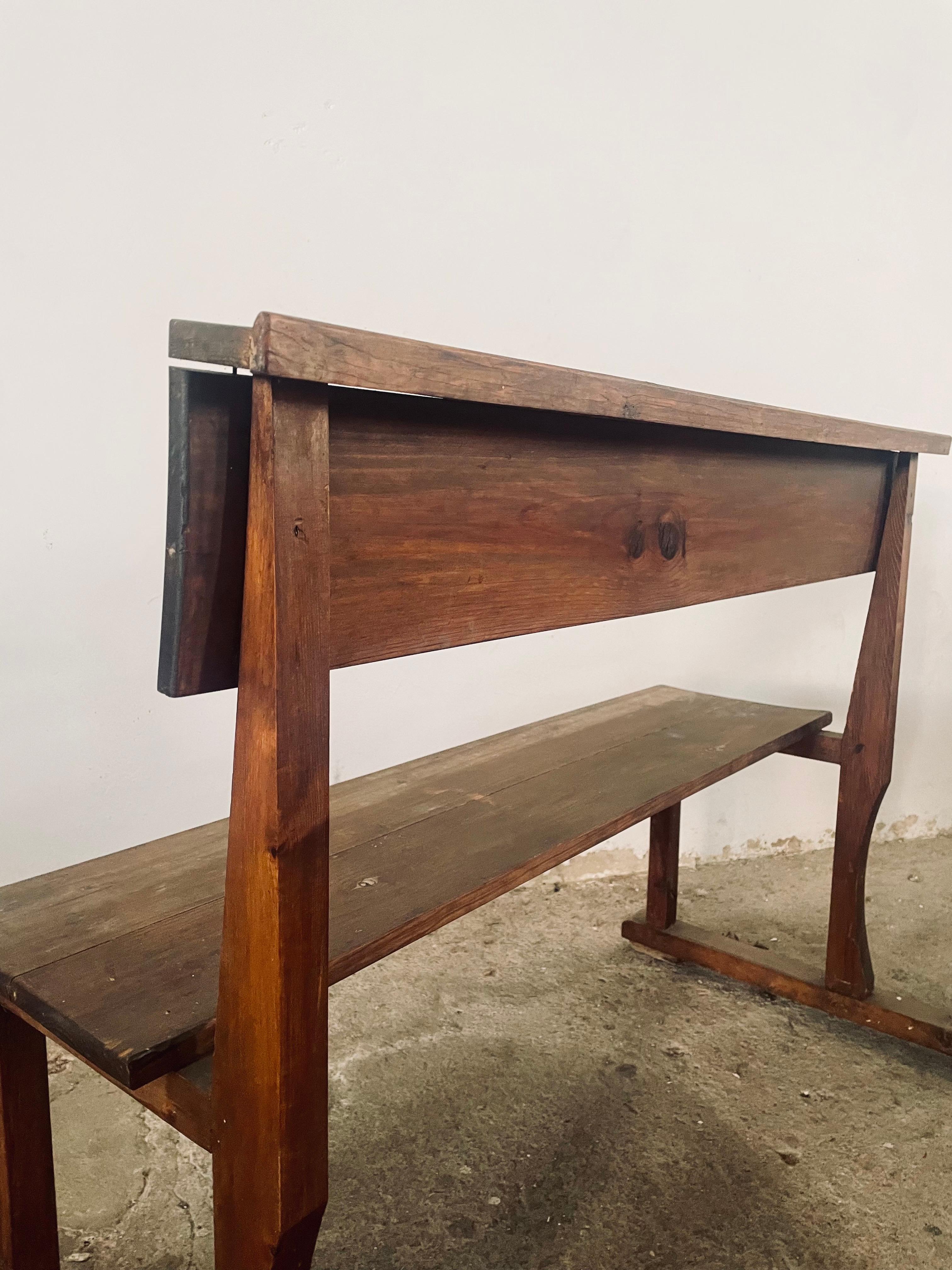 Antique Spanish Pine Church Pew, 1940s In Good Condition For Sale In PEGO, Alicante