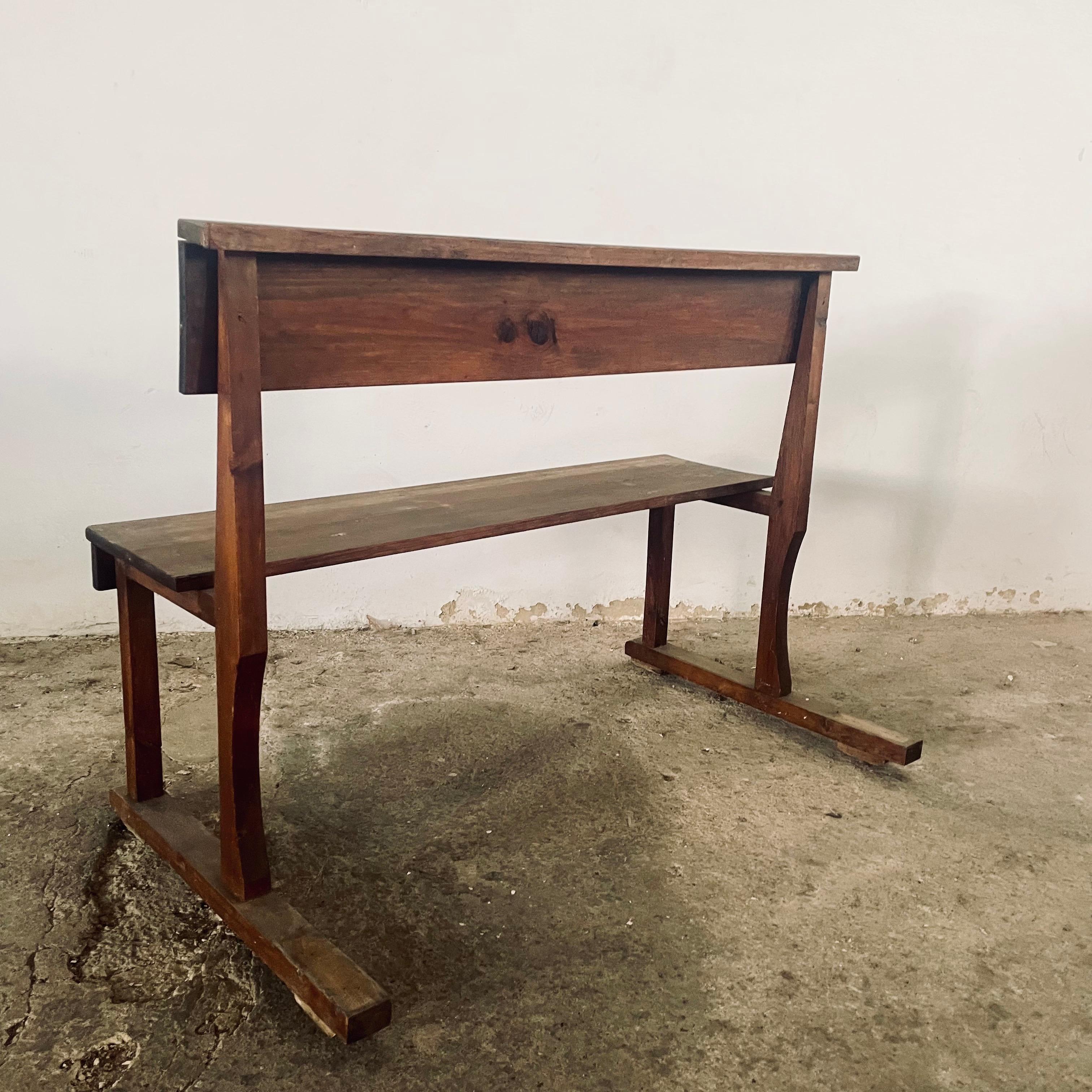 Antique Spanish Pine Church Pew, 1940s For Sale 1