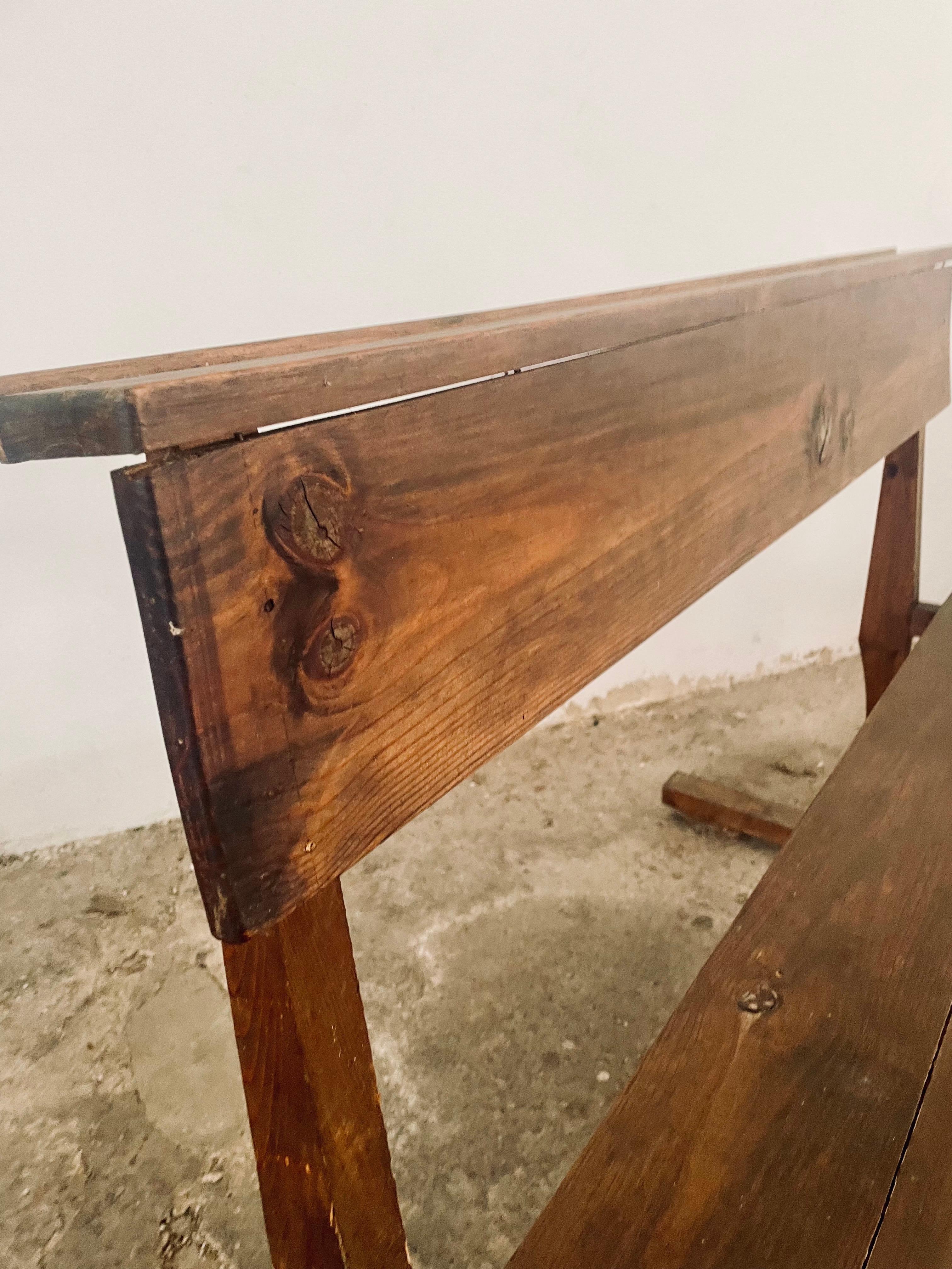 Antique Spanish Pine Church Pew, 1940s For Sale 2