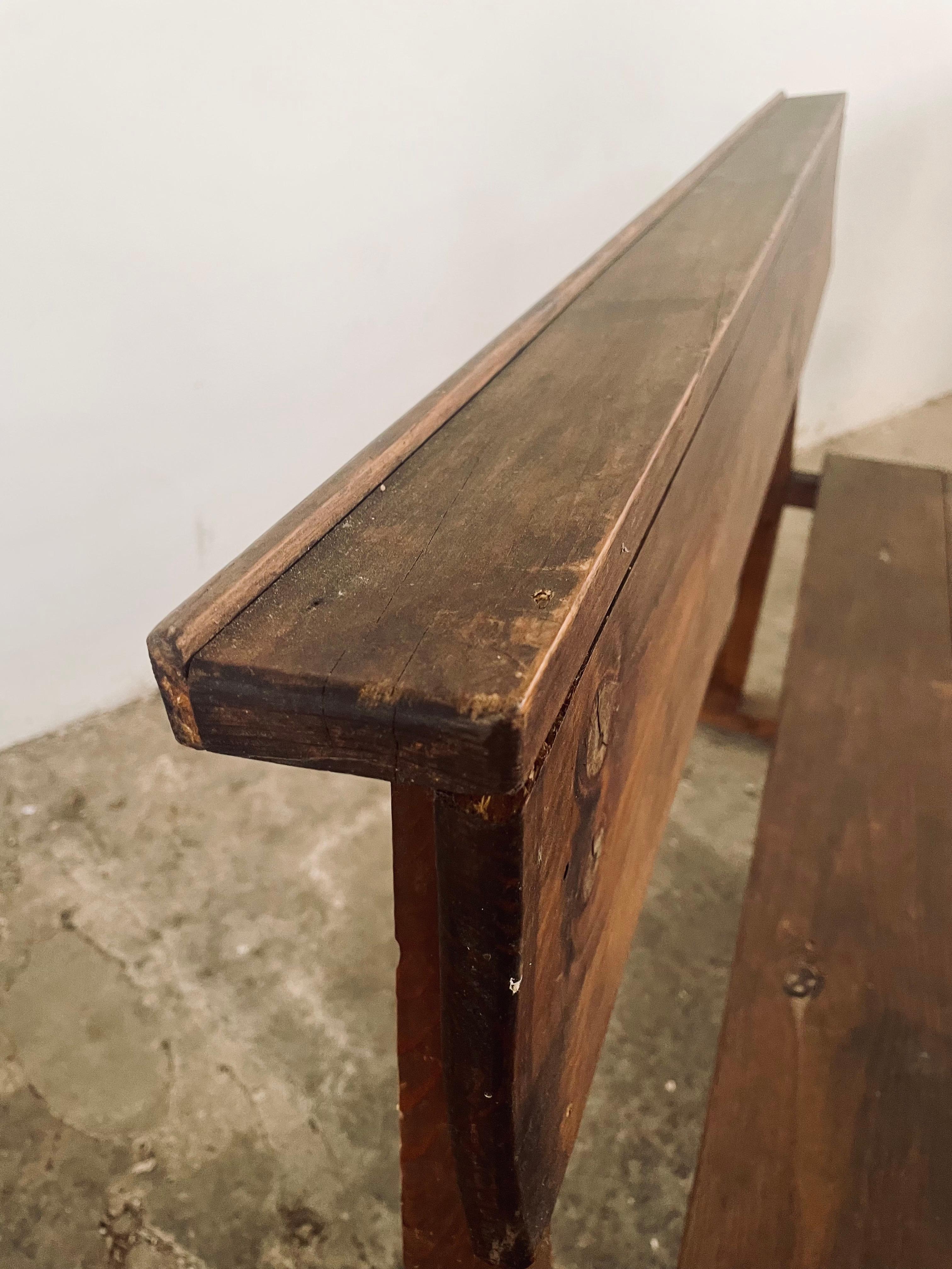 Antique Spanish Pine Church Pew, 1940s For Sale 3