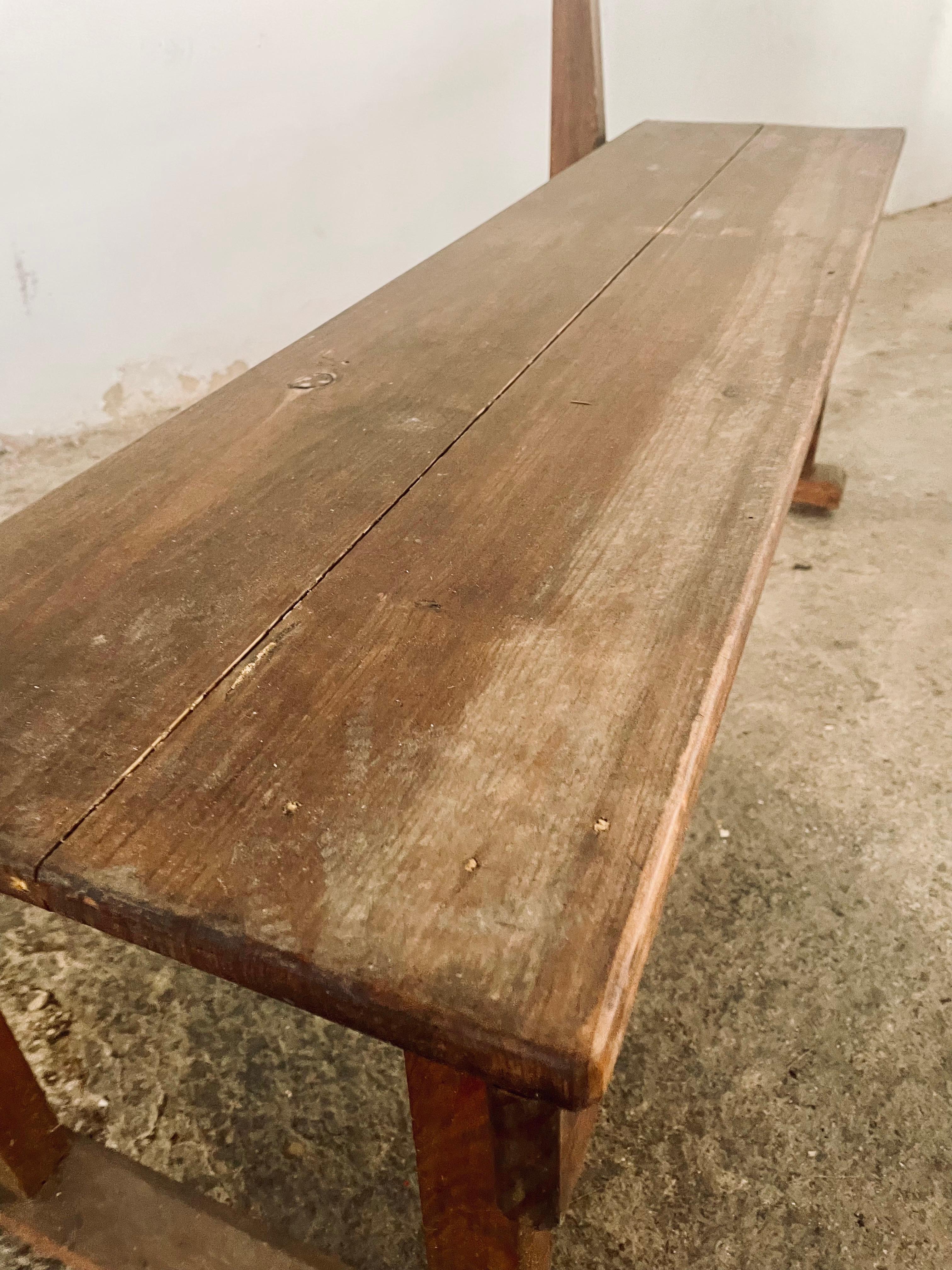 Antique Spanish Pine Church Pew, 1940s For Sale 4