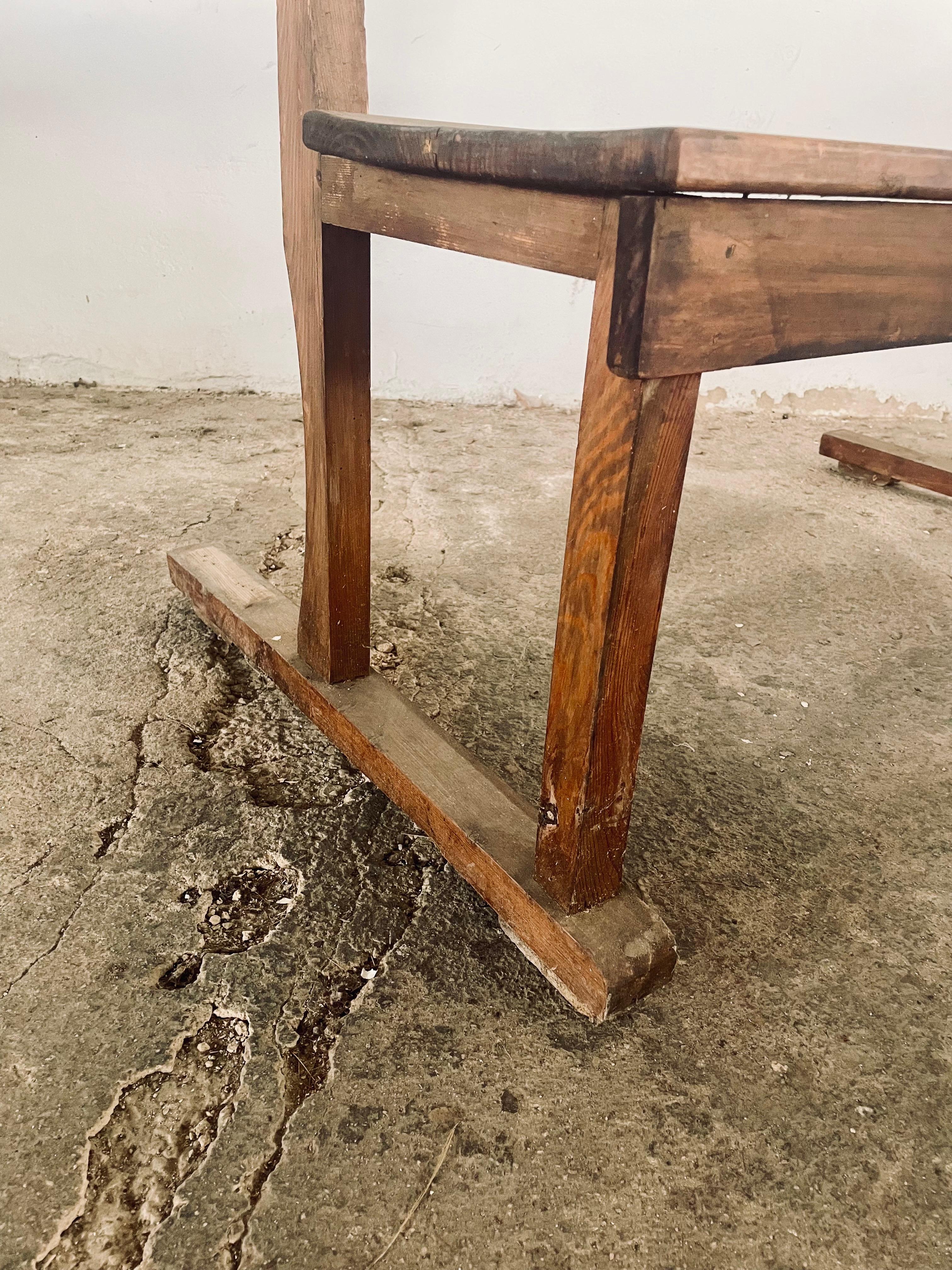 Antique Spanish Pine Church Pew, 1940s For Sale 5