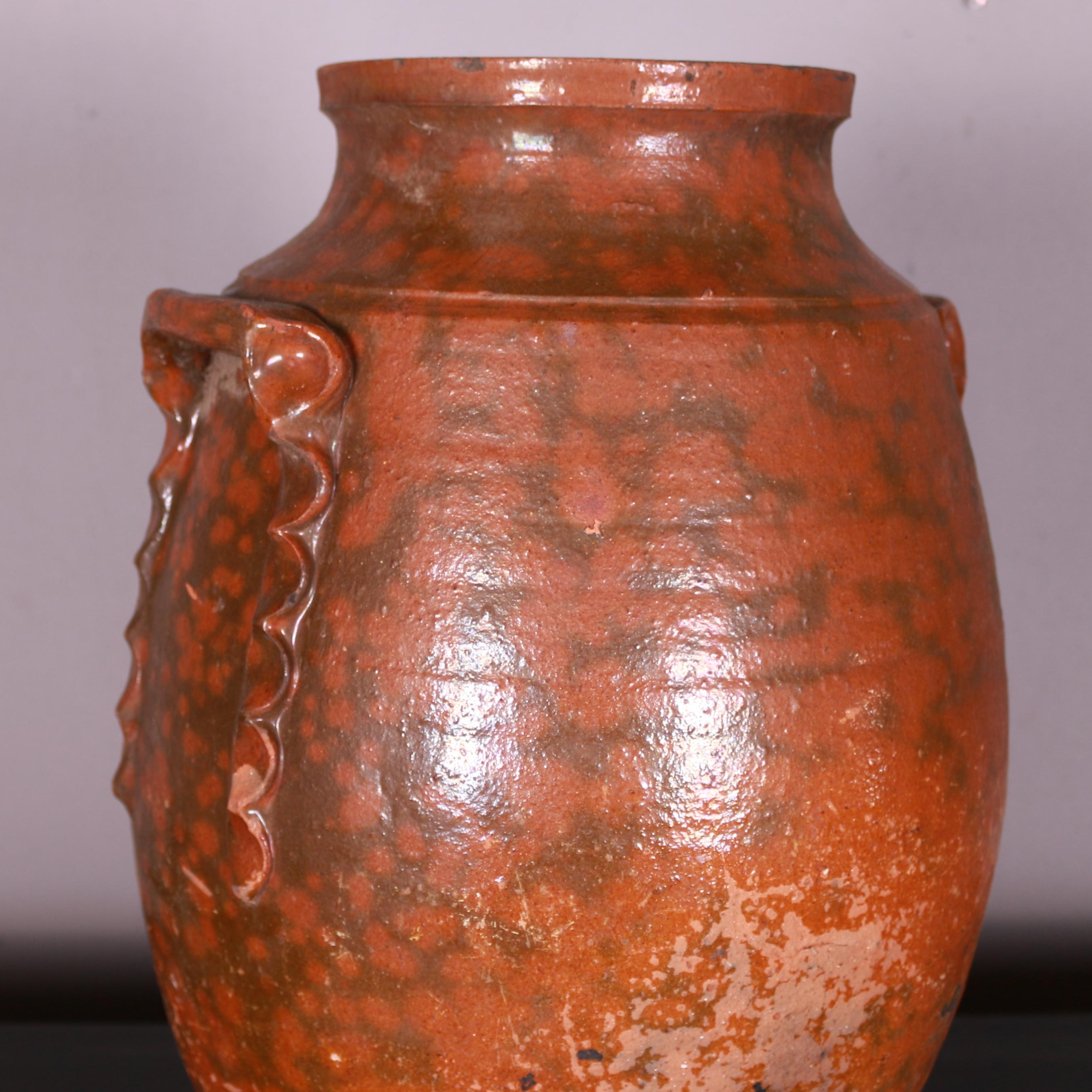 Glazed Antique Spanish Pot For Sale