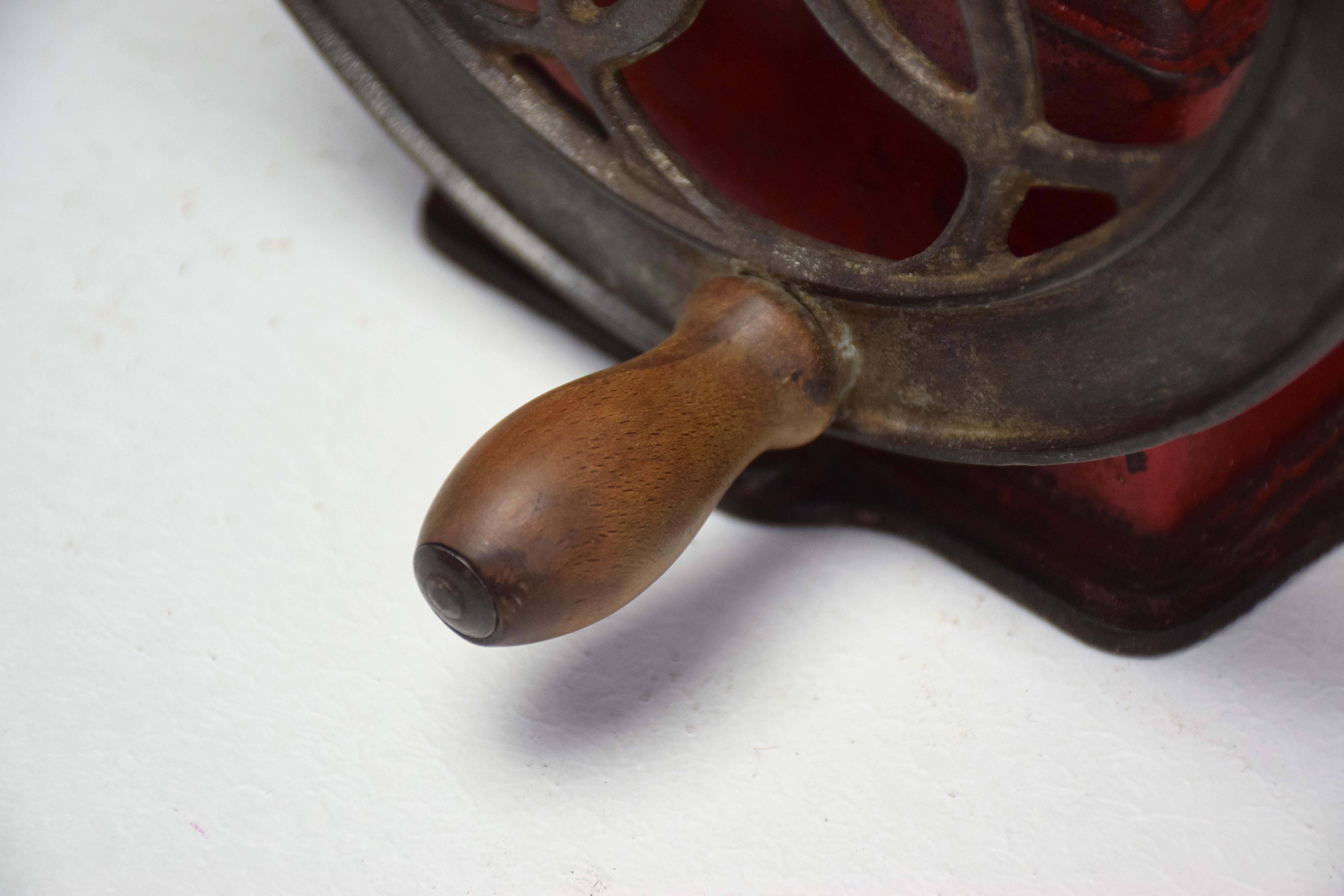 Painted Antique Spanish Red Coffee Grinder