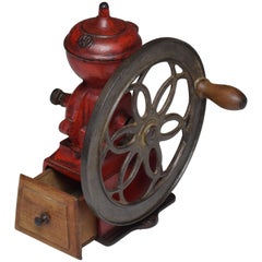 Antique Spanish Red Coffee Grinder