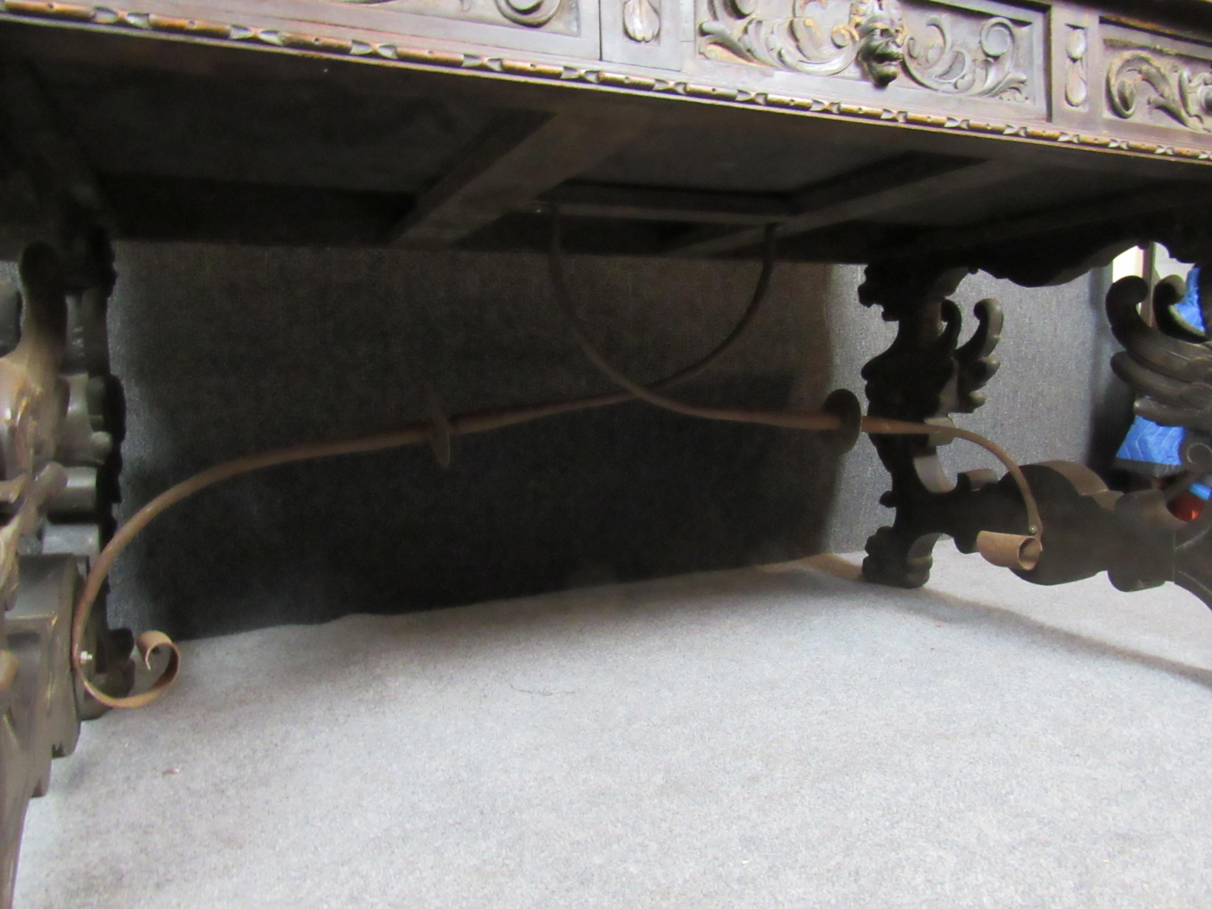 Antique Spanish Renaissance Claw Foot Desk 7