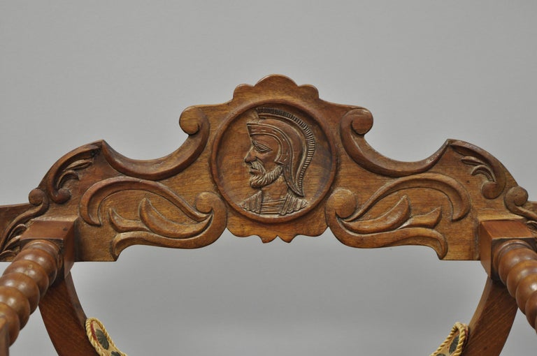 Antique Spanish Renaissance Curule Savonarola Throne Chair Armchair, B For Sale at 1stDibs