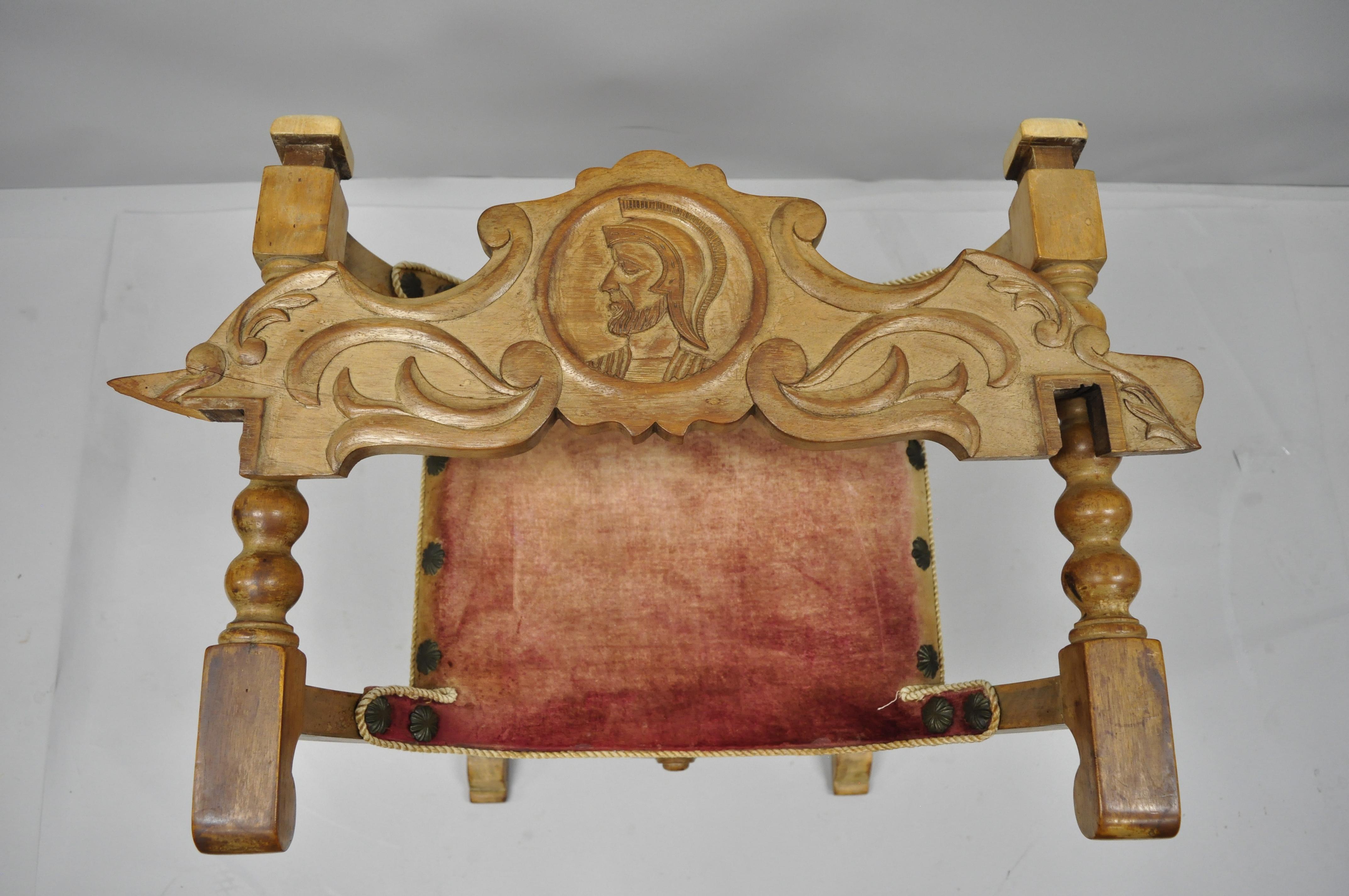 Antique Spanish Renaissance Curule Savonarola Throne Chair Armchair 4
