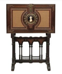 Antique Spanish Renaissance Revival Vargueno Secretary Desk on Stand