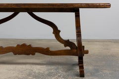 Antique Spanish Renaissance Revival Walnut Trestle Dining Table