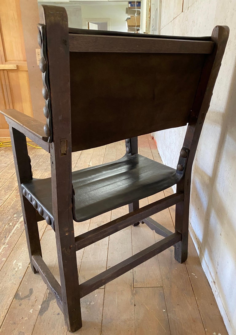 Antique Spanish Renaissance Style Throne Arm Chair For Sale 3