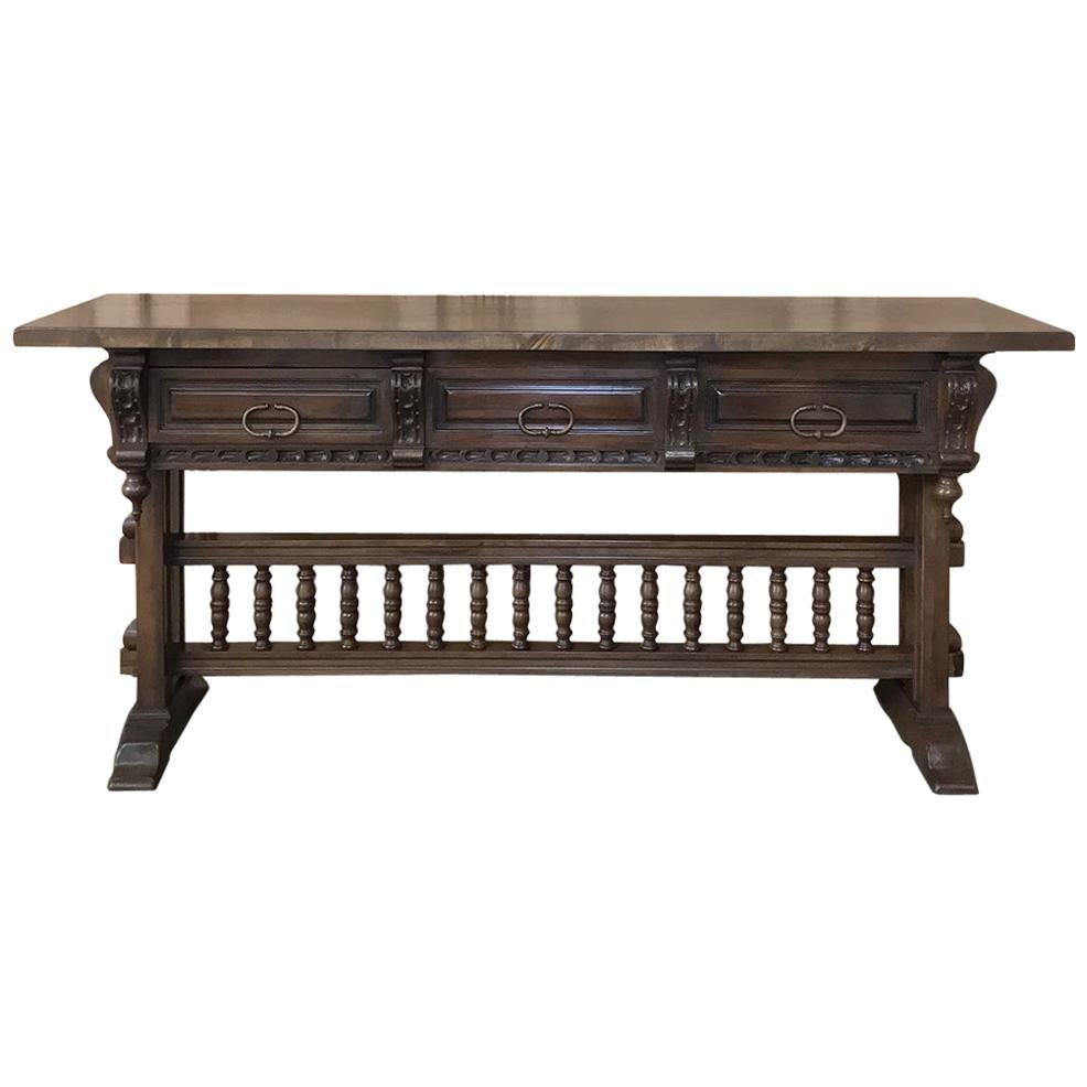 Antique Spanish Renaissance Walnut Hall Table, Console