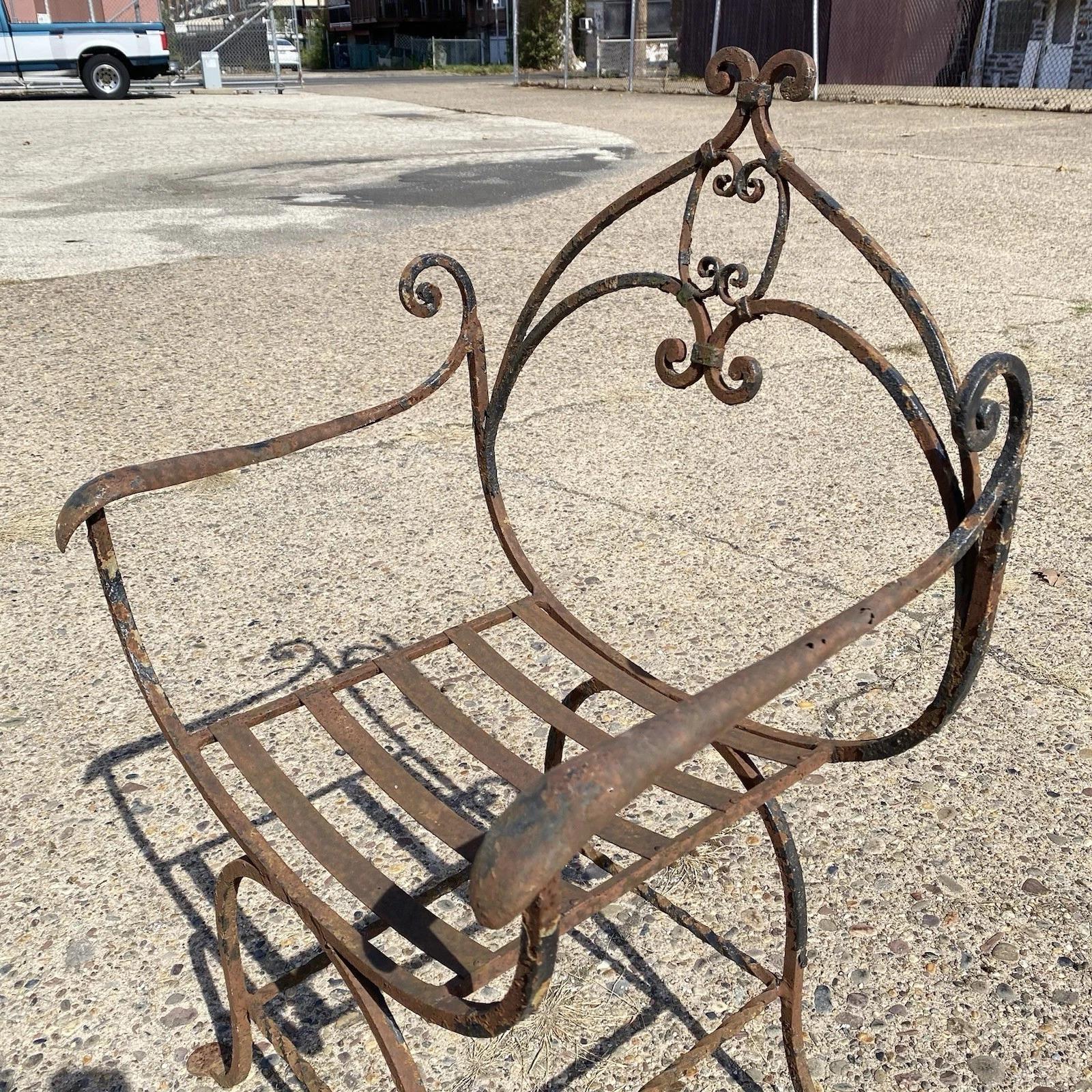 Antike spanische Renaissance Schmiedeeisen Curule Savonarola Thron Sessel im Angebot 4