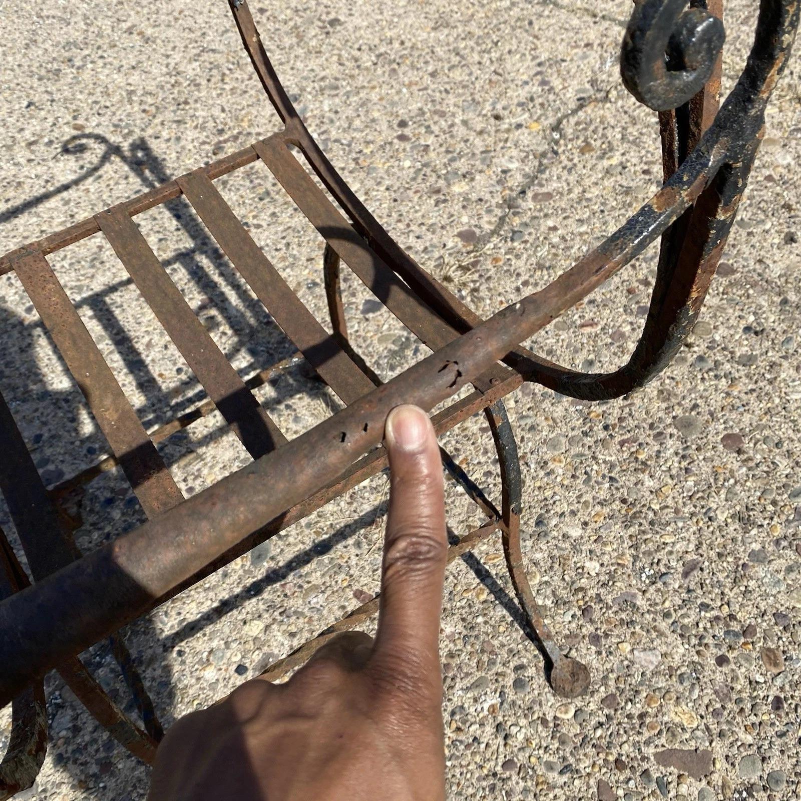 Antike spanische Renaissance Schmiedeeisen Curule Savonarola Thron Sessel im Angebot 5