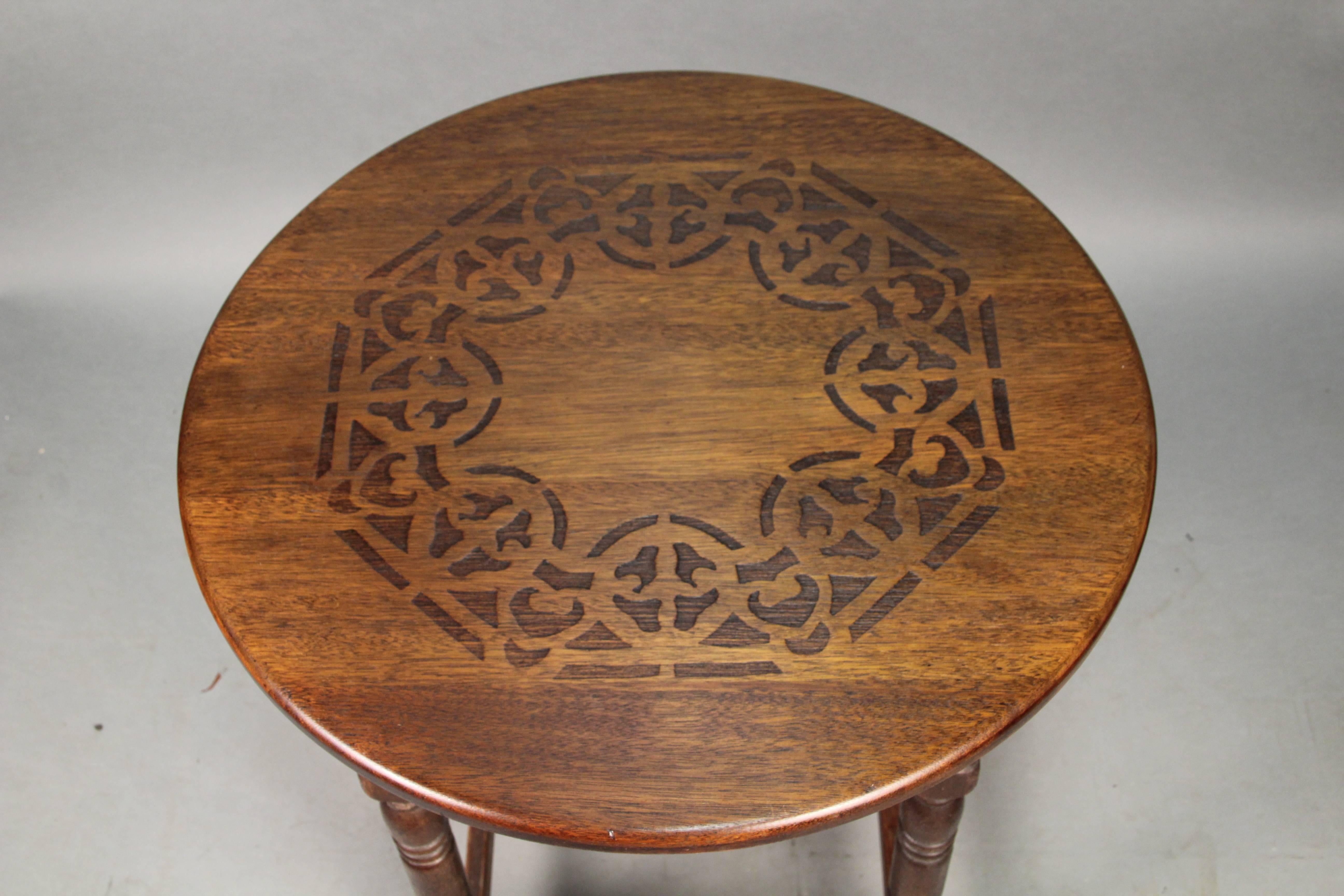Occasional side table with etched top, circa 1920s.