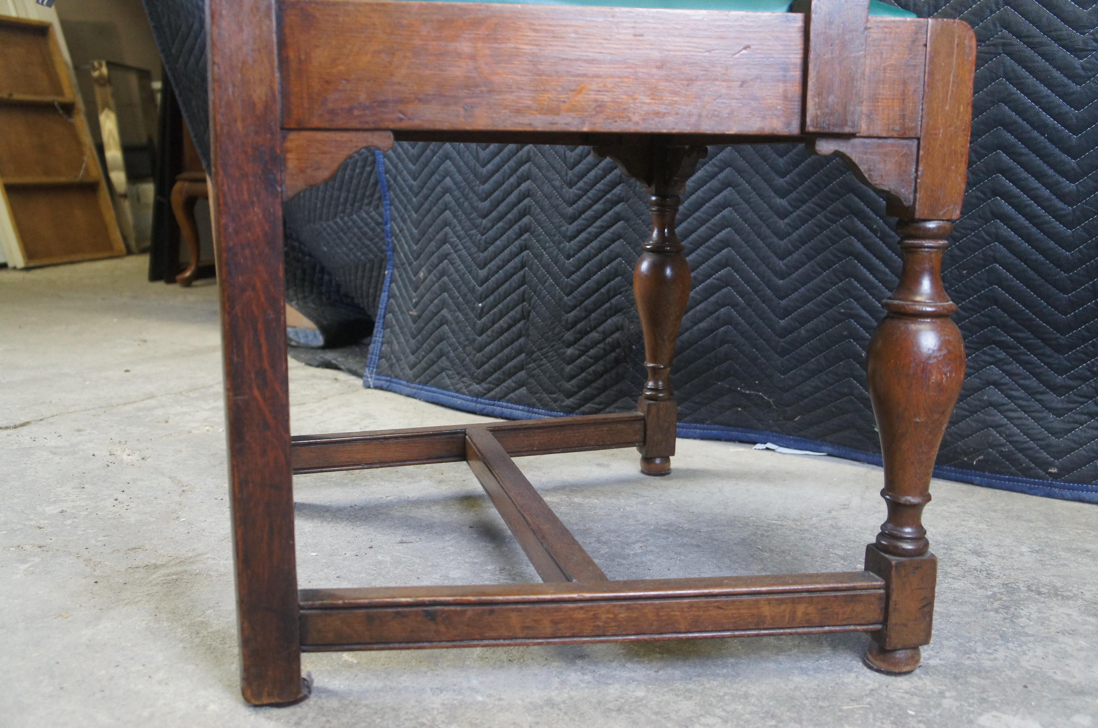 Antique Spanish Revival Quartersawn Oak Library Office Desk Elbow Arm Chair  4