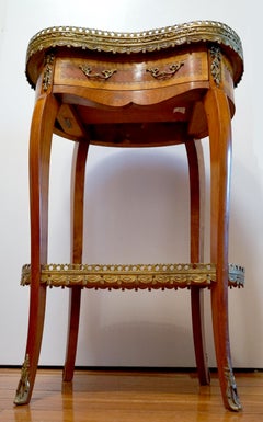Antique Spanish Rococo Style  Table, Marquetry  Gilt Metal Mounted Kidney-Shape