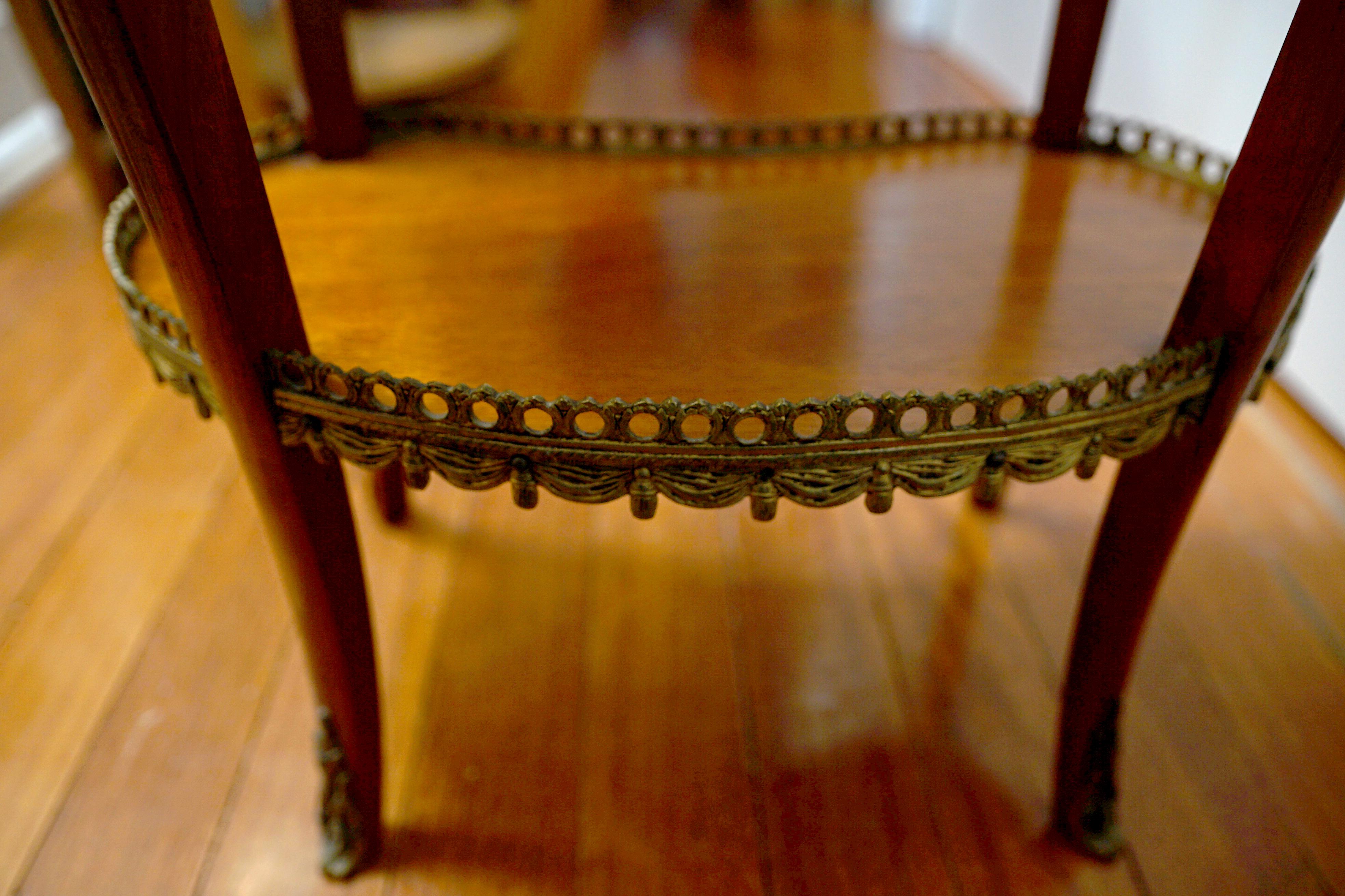 Hand-Carved Antique Spanish Rococo Style  Table, Marquetry  Gilt Metal Mounted Kidney-Shape