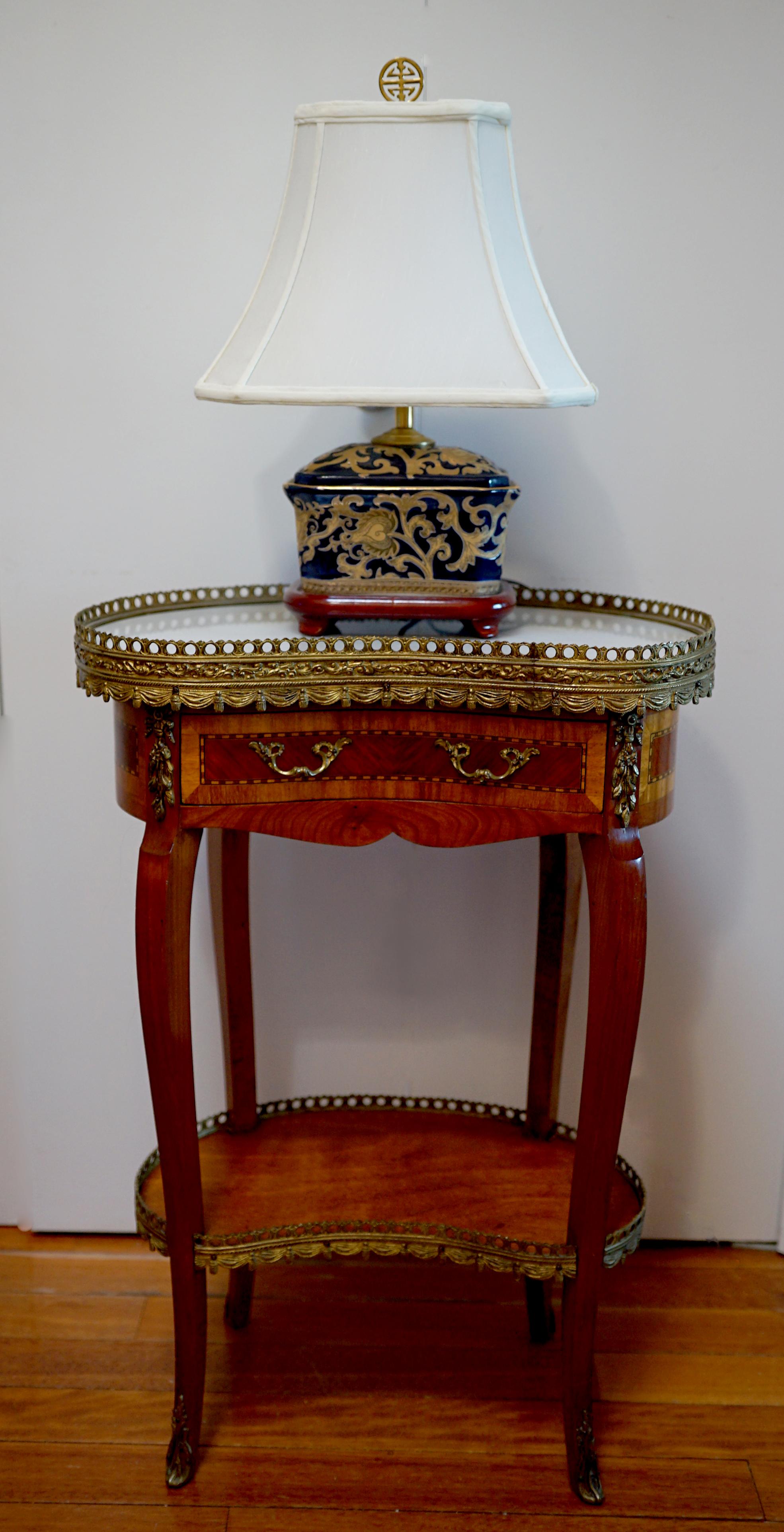 Antique Spanish Rococo Style  Table, Marquetry  Gilt Metal Mounted Kidney-Shape In Good Condition In Lomita, CA