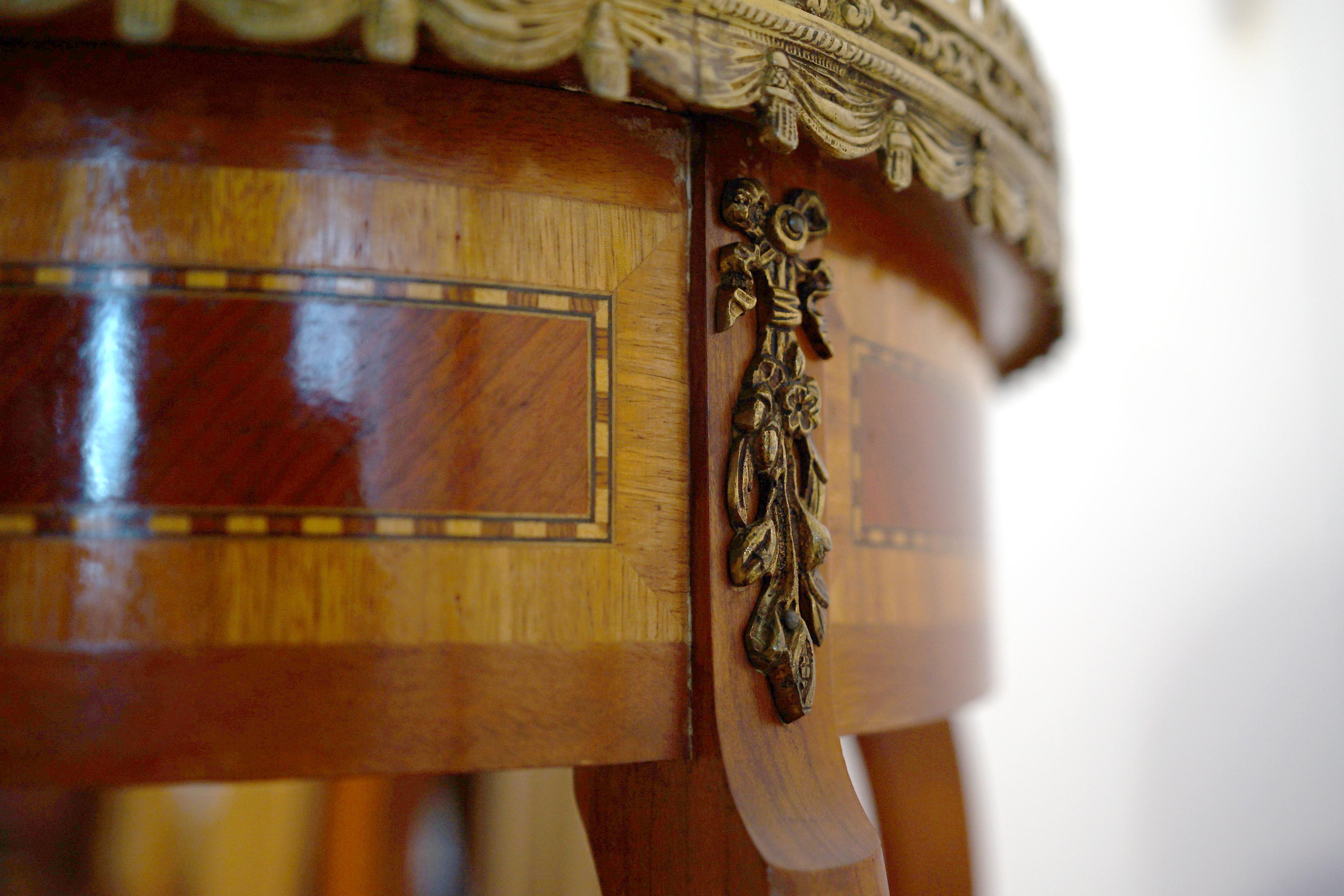 Mahogany Antique Spanish Rococo Style  Table, Marquetry  Gilt Metal Mounted Kidney-Shape