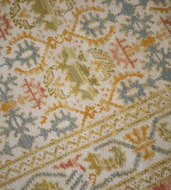 Antique Hand-Woven Multi-colored Wool Spanish Rug Circa 1900