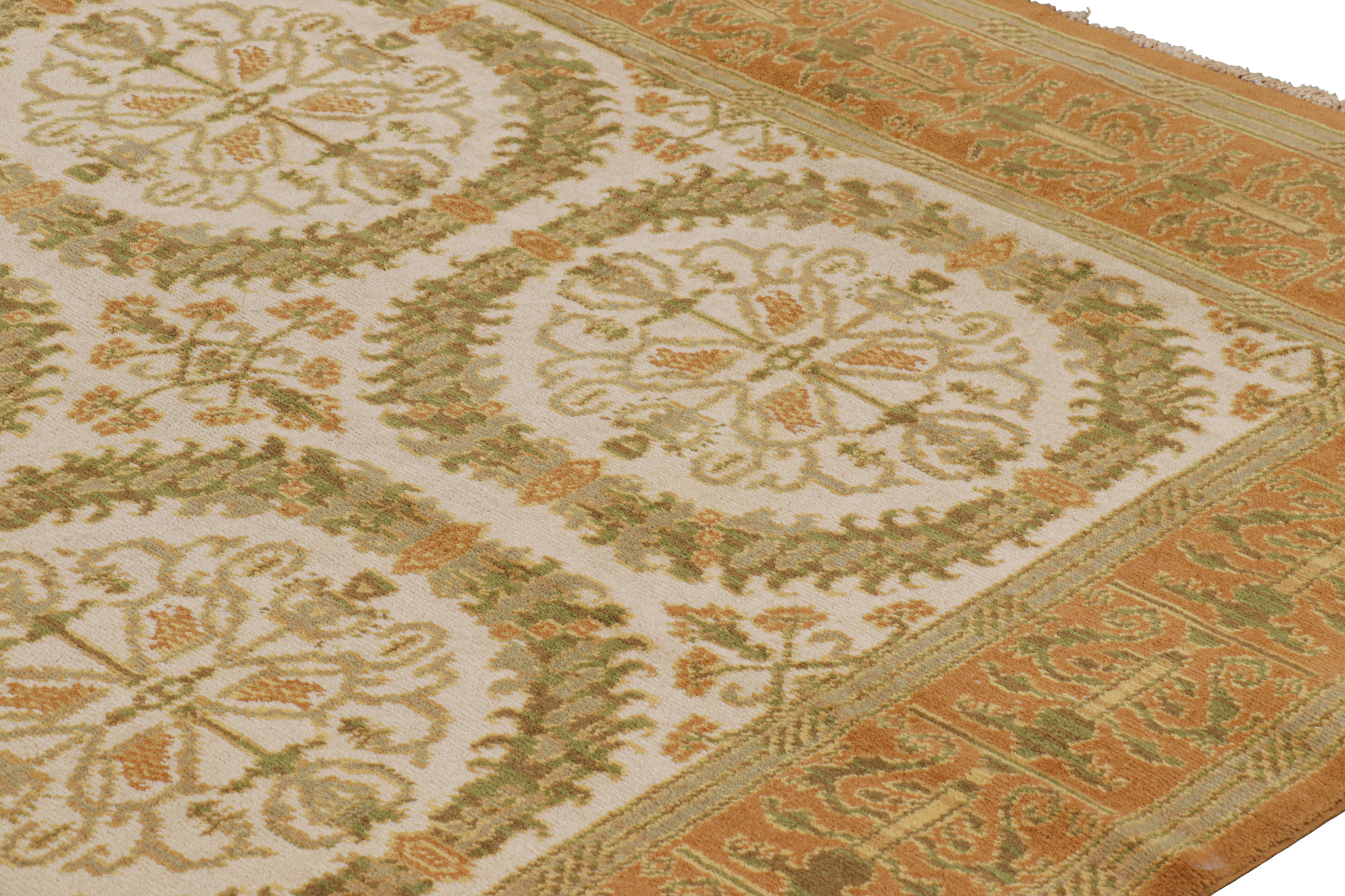 Début du 20ème siècle Tapis espagnol ancien vert et beige avec motif de médaillon  Rug & Kilim en vente