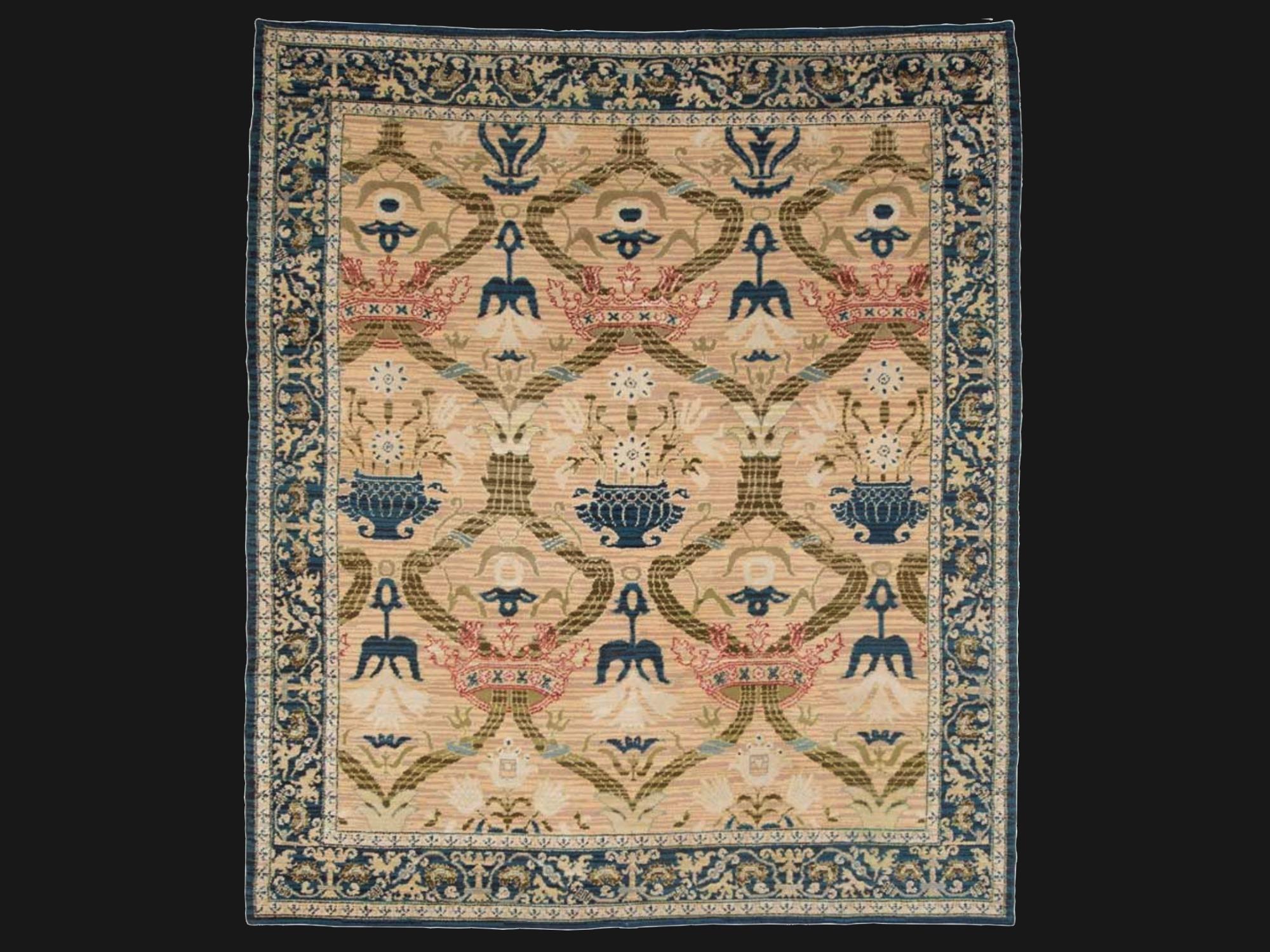 Spanish Colonial Antique Spanish Rug with Crowns