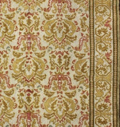 Antique Spanish Rug with in Yellow Green, Light Brown, Acid Green, Coral 6'4 x 7