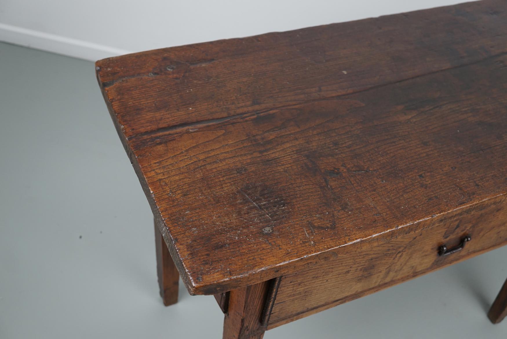 Antique Spanish Rustic Farmhouse Chestnut Side Table / Console, 18th Century 8